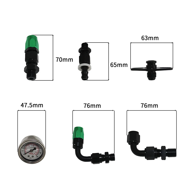 Universal Adjustable Fuel Pressure Regulator 100psi Gauge AN 6 Fitting End-Black fuel pressure regulator