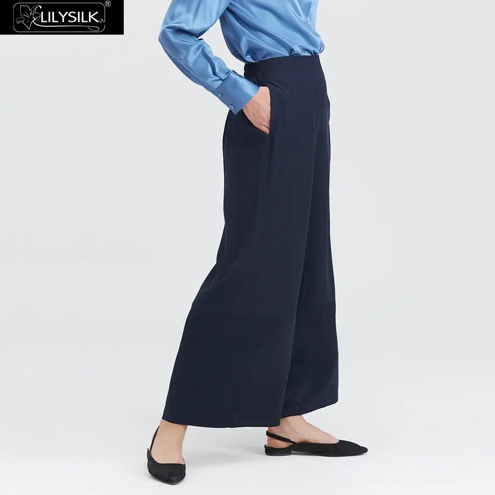 LILYSILK брюки сплайсинга шелк Широкие Женские Новые