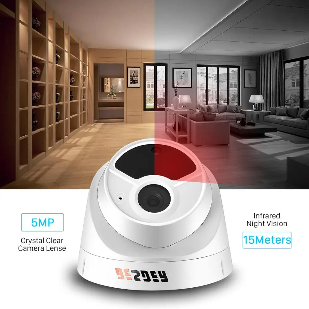 IP камера BESDER купольная H.265 1080P 3 Мп 5 48 В PoE ONVIF|ip camera audio|camera audiodome ip |