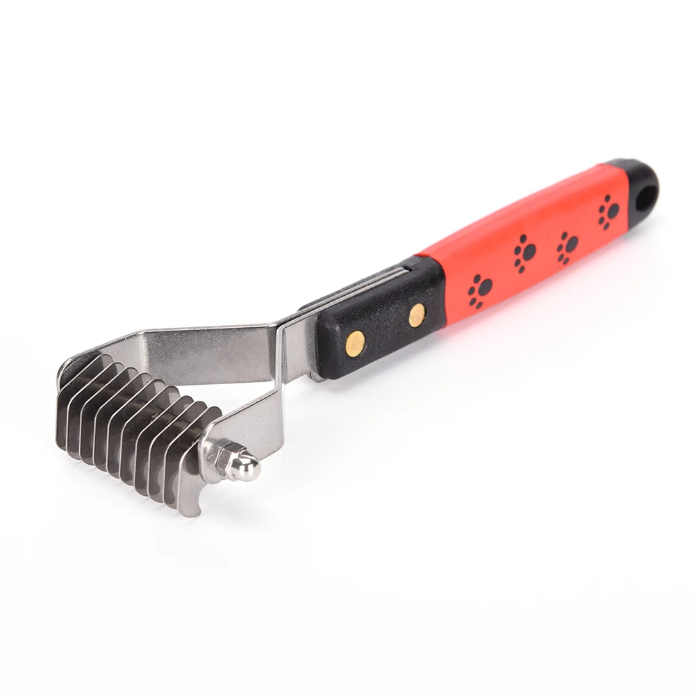 New Hot Sale Pet Rakes Fur Knot Cutter Grooming Shedding Brush Comb Rake Dog Cat Long Short Hair Metal Blade Red