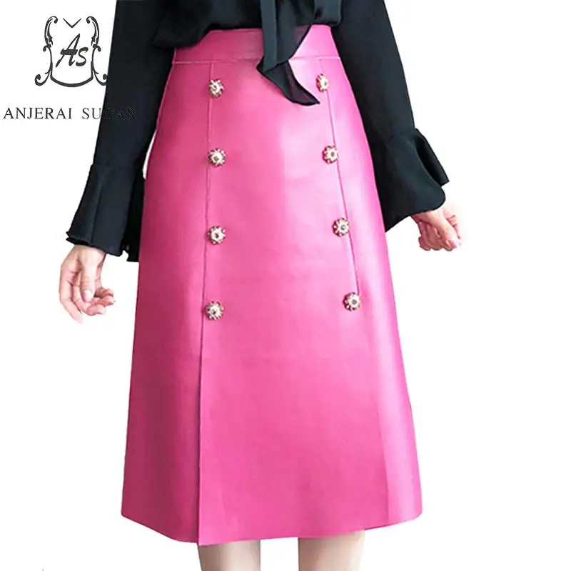 Весенне-осенняя Новинка Женская юбка из натуральной кожи тонкая сексуальная