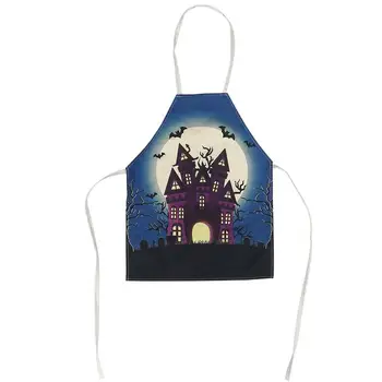 

1Pc Halloween Ghost Castle Pumpkin Pattern Apron Printed Kids Apron Kitchen Aprons
