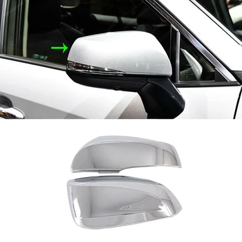 

2Pcs Car Silver Chrome Side Rear View Mirror Cover Trim for Toyota RAV4 2019 2020