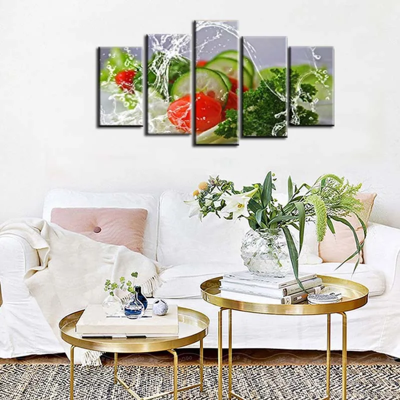 

5-frame Painting Kitchen Decoration Material Canvas shu cai shui High-definition Spray Painting Foreign Trade Customizable Paint