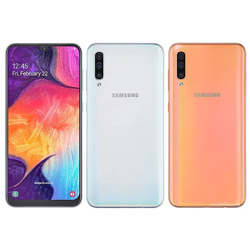 Samsung Galaxy A50 A505F Refurbished-Original Unlocked A505FN A505FM A505GN Android Wi-Fi 25MP 6.4'' 64GB 4GB European version backmarket phones