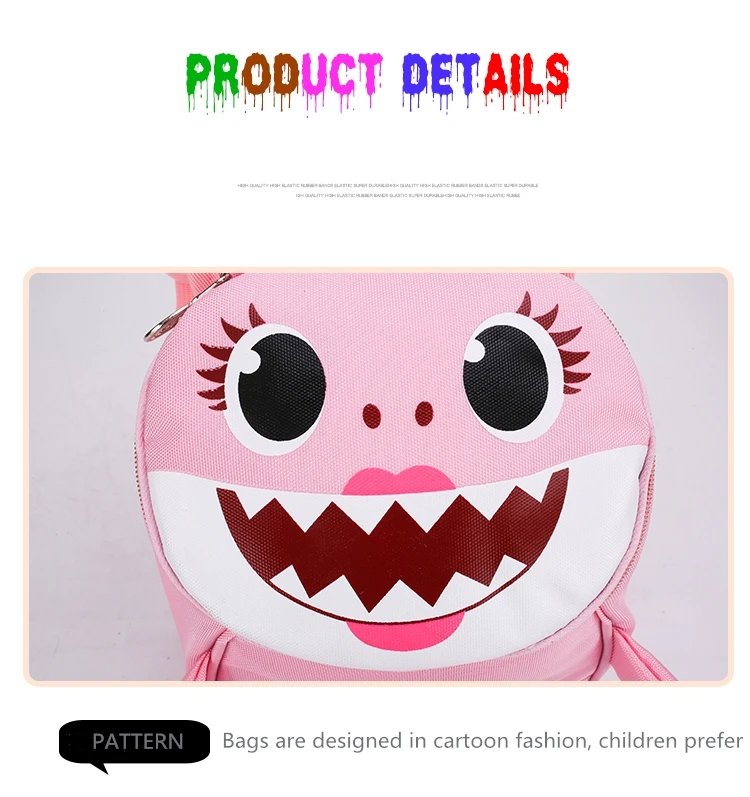 Backpack New Cartoon Shark Baby Anti-lost Children Bag Cute Nylon Shoulder Bag Primary School Kindergarten Bag Bookbag