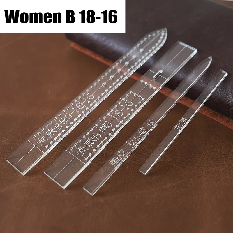 WOMEN-B18-16-1SET Кожаные инструменты для рукоделия прозрачный акриловый ремешок для часов шаблон для дома DIY принадлежности ремешок для часов форма для мужчин и женщин - Цвет: WOMEN-B18-16-1SET
