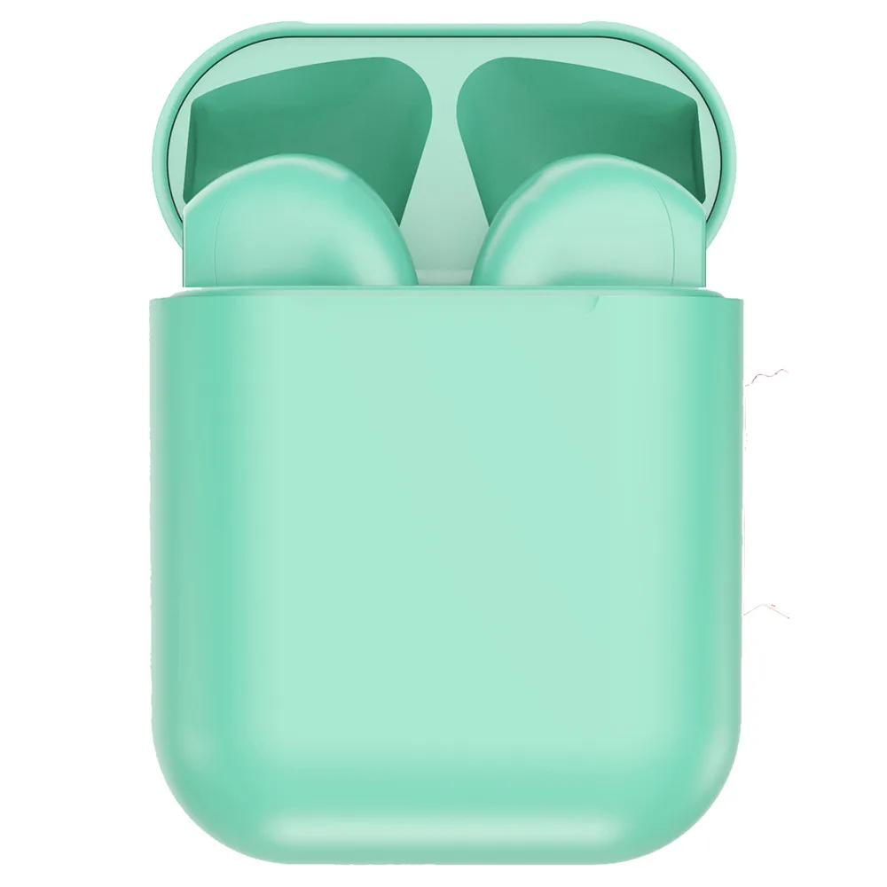green MODOSON Bluetooth беспроводные наушники i12 TWS 1:1 всплывающие окна наушники с сенсорным управлением гарнитура портативные наушники с зарядным устройством - Цвет: green