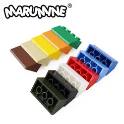 Marumine 2x4 кирпичи с откосом 45 Классические блоки игрушки создатель строительные блоки MOC совместимые образовательные игрушки своими руками