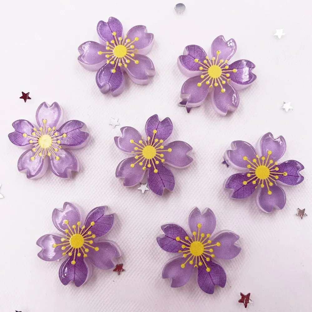 아름다운 반짝이 다채로운 수지 벚꽃 플랫백 라인스톤 야광 스크랩북 DIY 액세서리 장식 공예 SH8, 26mm