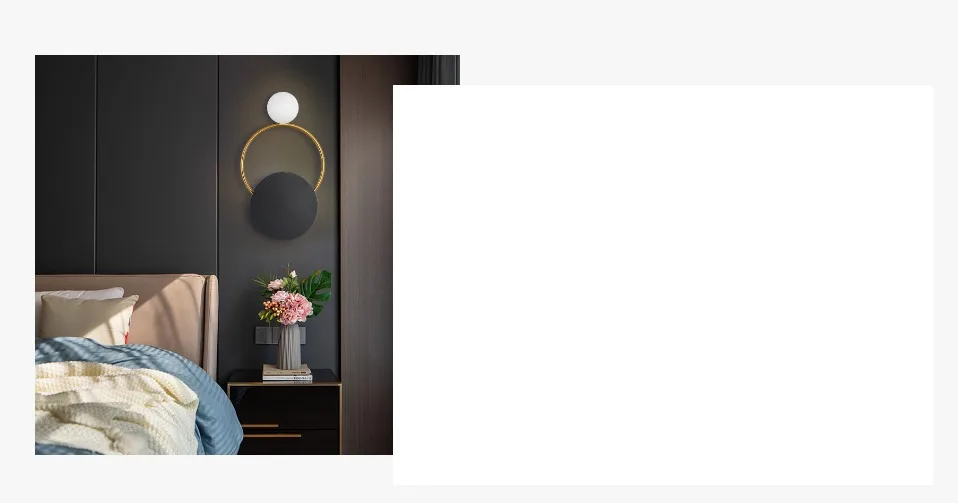 Wandlamp, скандинавский прикроватный настенный светильник для спальни, светильники, роскошный черный круглый железный фоновый светильник, современный стеклянный настенный светильник для гостиной