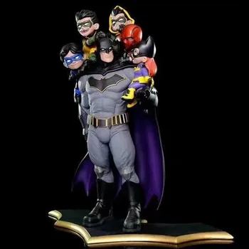

New 37cm Anime Justice League The Dark Knight Batman Family Batman and Robin PVC Figure Model Superhero with Opp Bag
