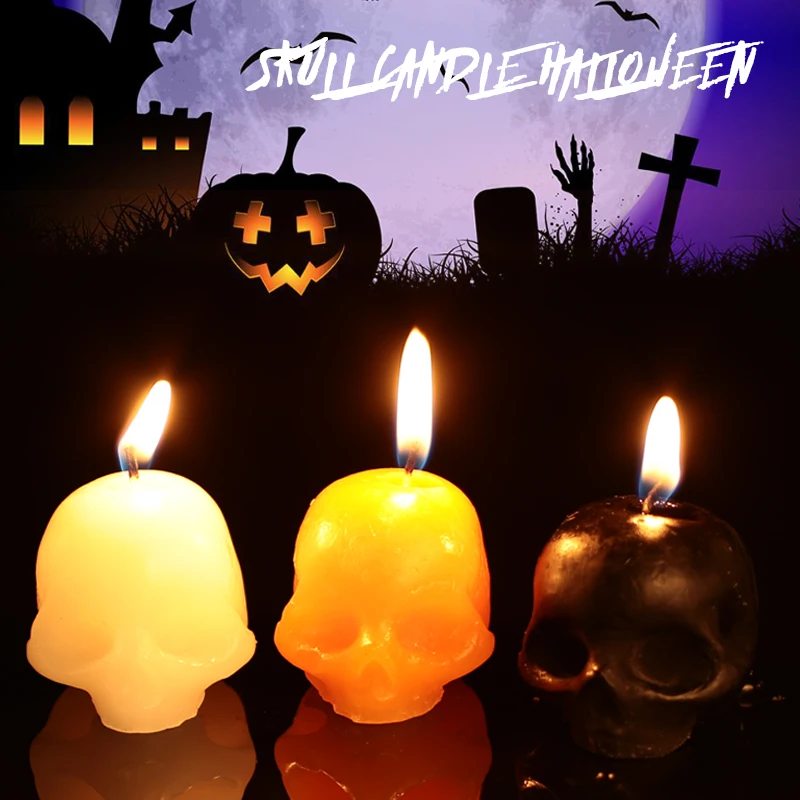 

Skull Olefin Supplies Gift Prop Bougie Candle Home Decorations Party Horrible Haunted House Cosplay Indoor Halloween