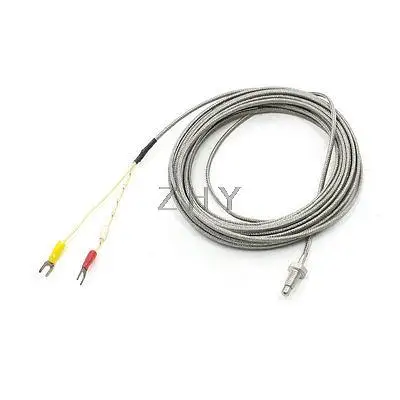 

6mm Dia Mounting Thread E Type Temperature Sensor Thermocouple Probe 6M Long