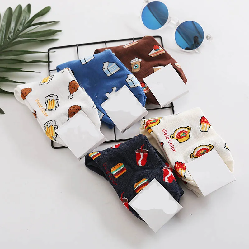 Graffiti Food Kawaii Socks Women Creative Art Sox Japanese Harajuku Cake Hamburg Cookies Cute Funny Socks Socks Aliexpress