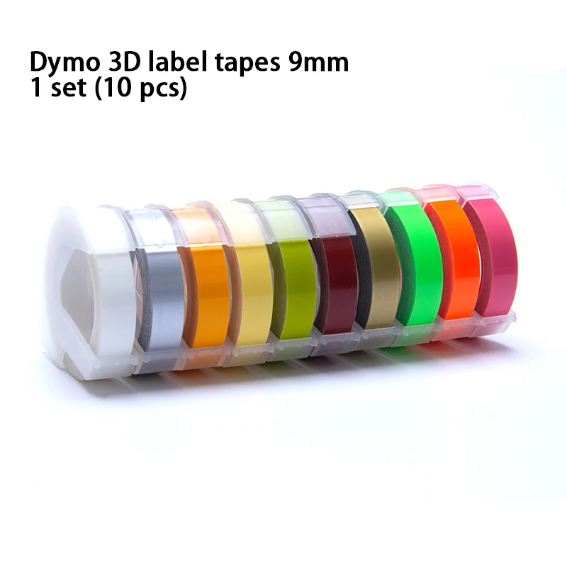 UniPlus 9 мм Dymo 3D принтер для тиснения этикеток Motex E-101 производитель этикеток DIY письмо пишущая машинка многоцветный ручной принтер лента - Цвет: Label Tapes 3