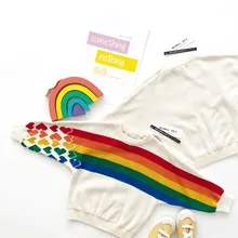 Tonytaobaby/осенне-зимняя одежда; Новинка; детская одежда с радугой; Свободный пуловер; свитер; свитера для мальчиков и девочек