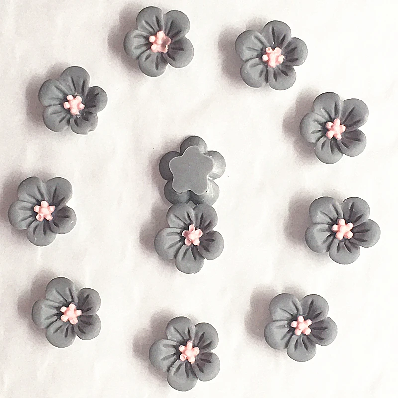 100 Stück 14 mm hellrosa Harzblumen, Dekoration, Bastelbedarf, Flatback-Cabochon für Scrapbooking, DIY-Zubehör – Detail 4