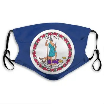 

Virginia Flag Washable Reusable Mask, Anti Dust Half Face Mouth Mask For Kids Teens Men Women With Adjustable Ear Loops