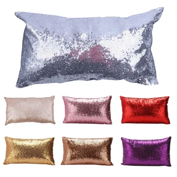 

Rectangle Pillowcase,Solid Color Glitter Sequins Throw Pillow Case Cafe Home Festival Decor Car Sofa Cushion Covers