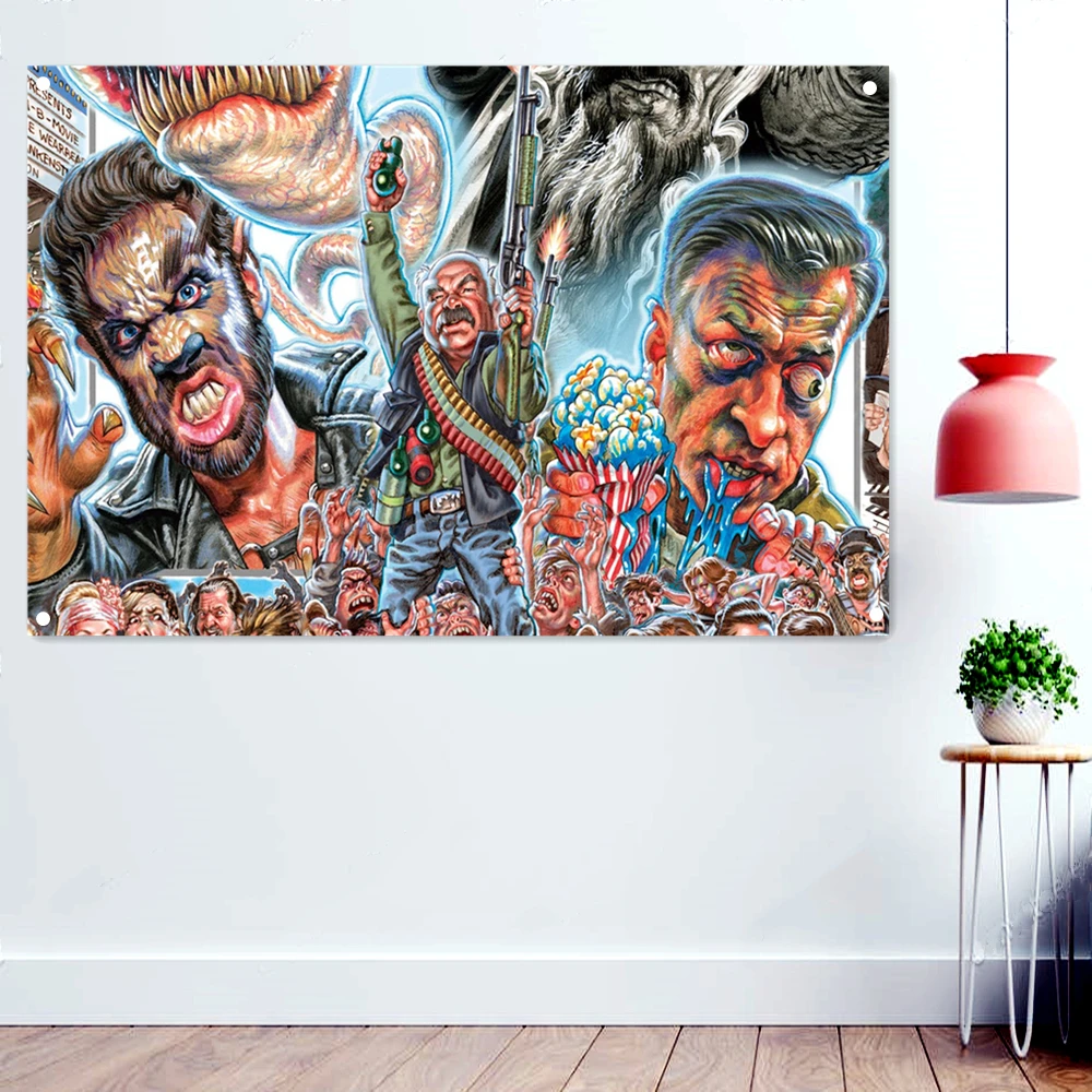 

Zombie Dark Heavy Metal Music Artwork Banners Background Wall Hanging Cloth Disgusting Bloody Art Wallpaper Rock Flags Poster