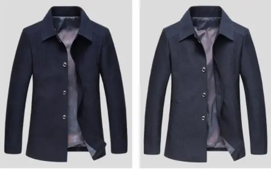 Single-breasted jacket mens autumn new middle-aged men coat dark blue gray mens jackets and coats