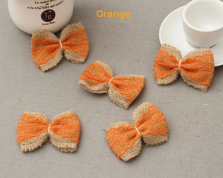 orange 10 шт., 14 цветов, льняные модельные туфли с бантом и шляпы, аксессуары для ручной работы с кружевным бантом, подарочные струны, рождественские и вечерние принадлежности - Цвет: orange