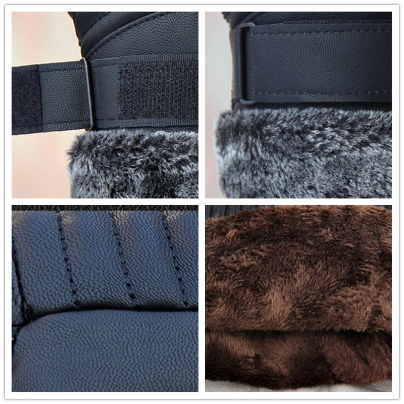 Autumn Winter Velvet Gloves Men Touch Screen Mittens Glove Male Thickening Hiking riding Outdoor Non-slip Leather Gloves cycling gloves,warm gloves,full finger gloves,leather gloves