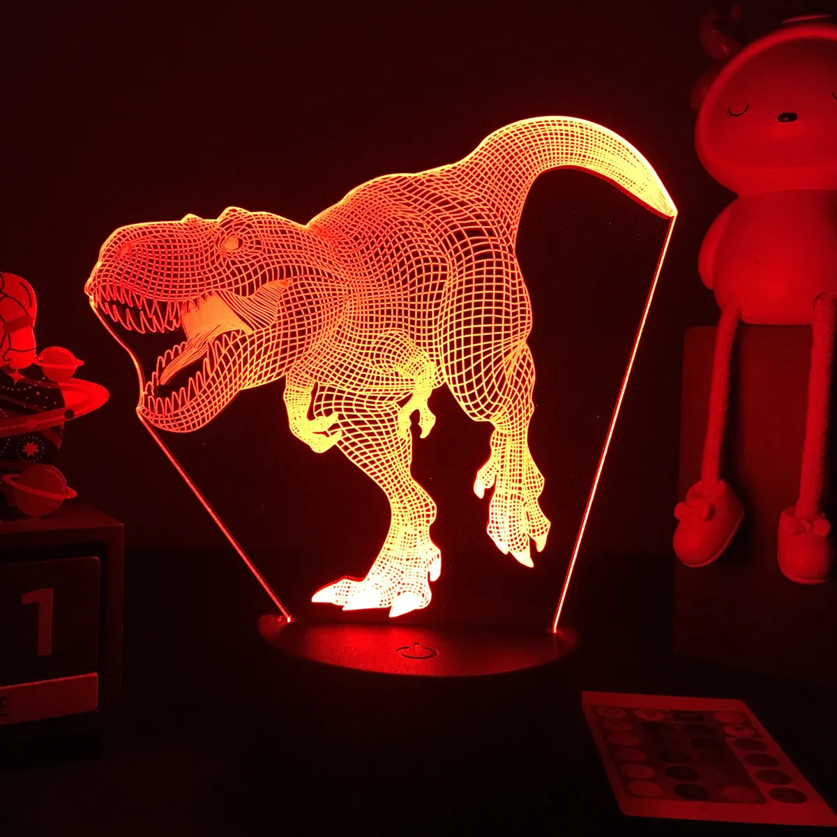 Dinosaur 3D LED Night Light Desk Nightlight Touch Remote Table Lamp For Kids Bedroom Decor Tyrannosaurus Figure Bedside | Освещение