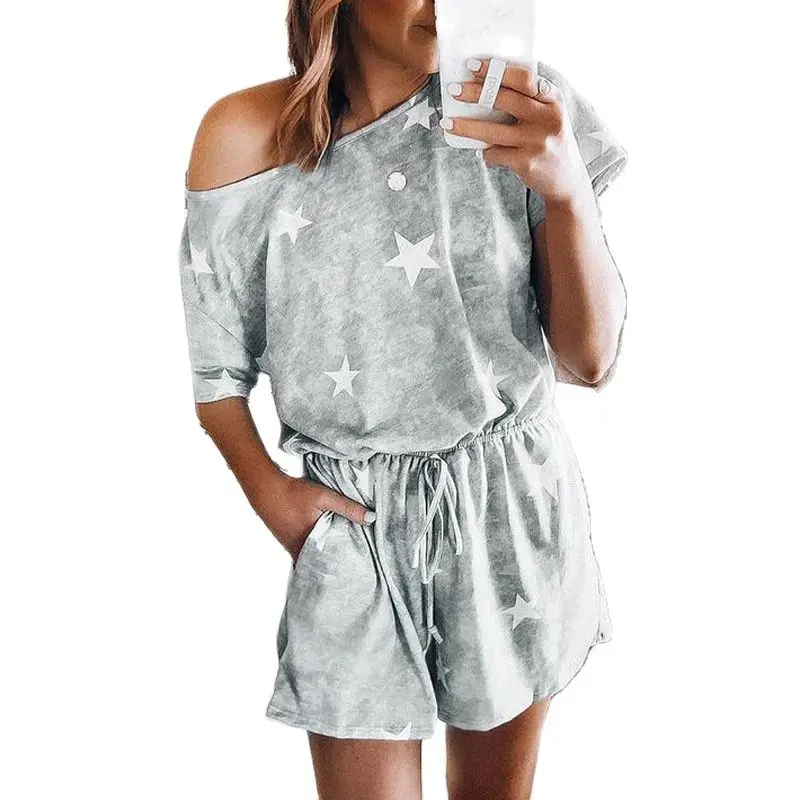 2020 новый список сексуальный летний свободный однотонный темпераментный комбинезон с круглым вырезом