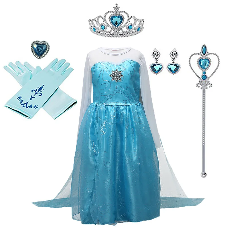 Платье для девочек; костюм принцессы Эльзы и Анны для девочек; милые вечерние платья принцессы для костюмированной вечеринки; детский комплект одежды на Рождество и день рождения