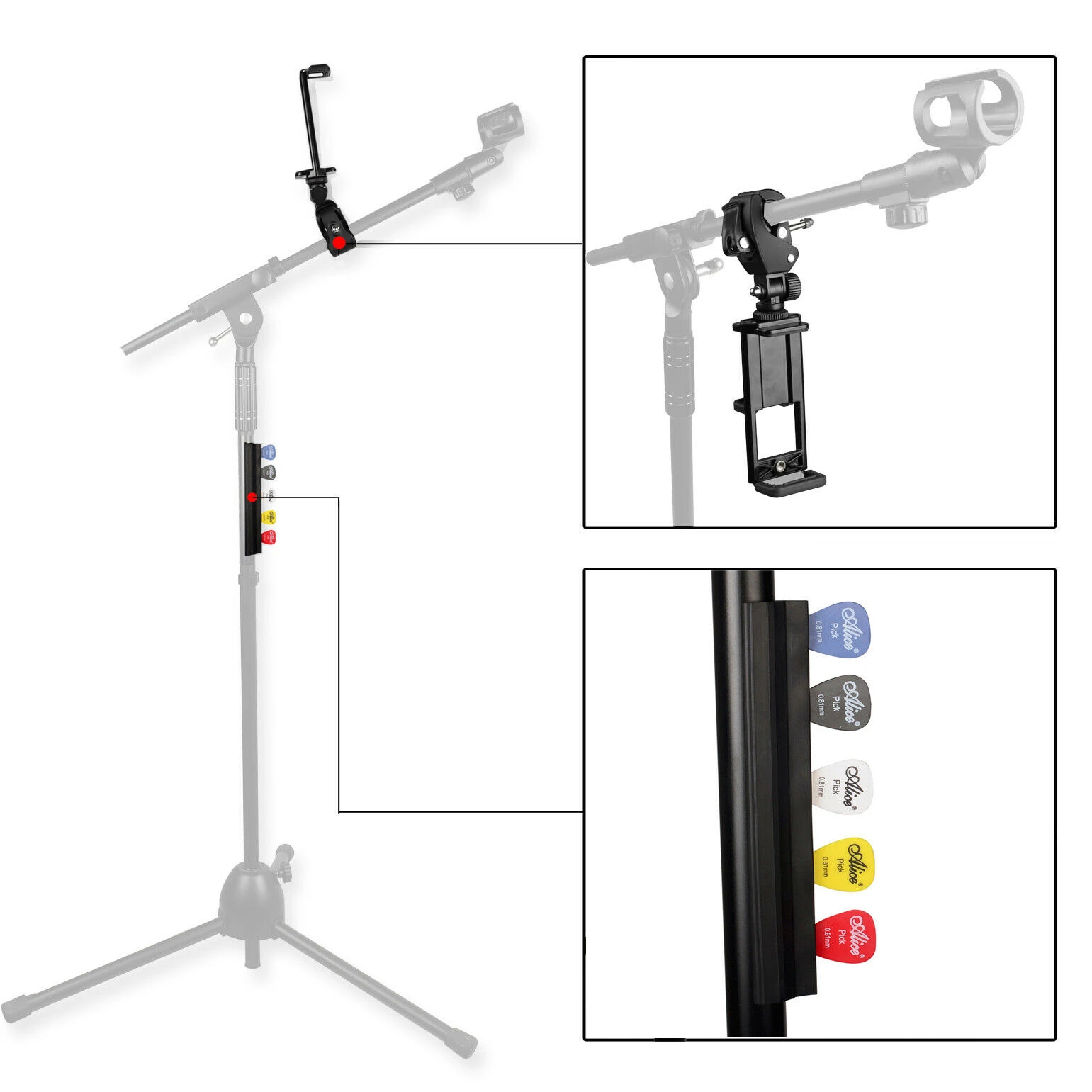 Universal Secure Music Microphone Mic Stand Holder Mount Clip & Guitar  Picks Holder for Microphone Stand|Guitar Parts & Accessories| - AliExpress