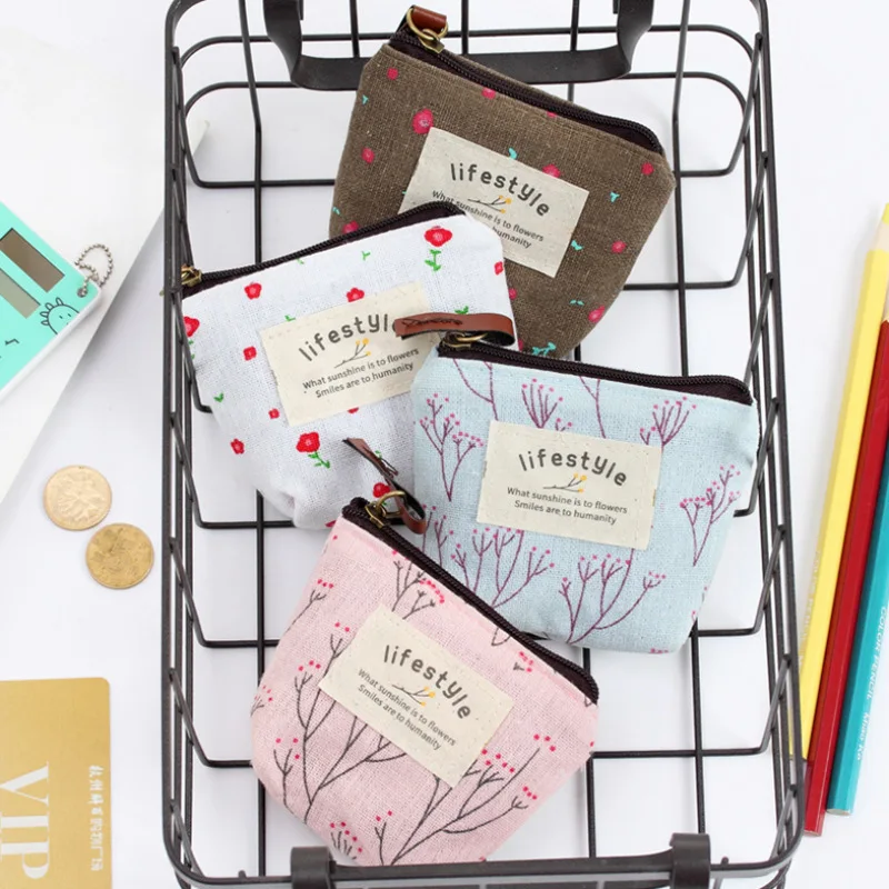 

South Korea Wallet Simple Korean-style Purse Women's Mini Coin Bag Small Wallet WOMEN'S Wallet Fabric Zero Pastoral Style Canvas