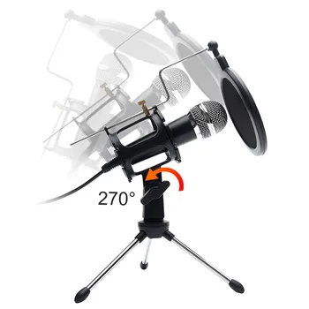 

For Recording Condenser Laptop Plug And Play Sing Broadcast Desktop Bracket PC Studio Microphone Set Portable Multifunctional