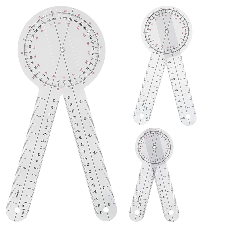 Varadyle 3-Piece Goniometer 6/8/12 Inch Occupational Therapy Protractor Tool Measuring Angle Ruler 360 Degree Universal Varadyle 3-Piece Goniometer 6/8/12 Inch Occupational Therapy Protractor Tool Measuring Angle Ruler 360 Degree Universal
