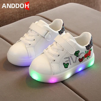 

Size 21-30 Luminous Sneakers for Girls Non-slip Casual Shoes Baby Wear-resistant Shoes with Lights Children Led Glowing Sneakers