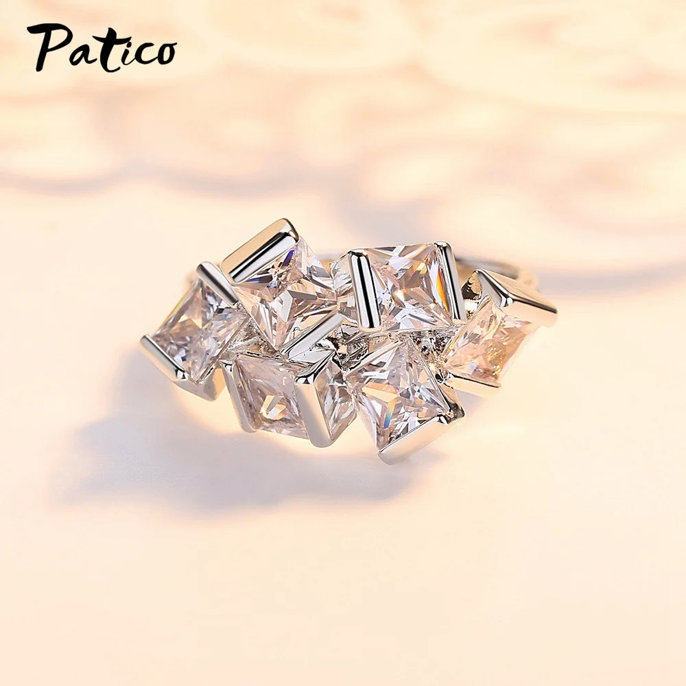 Luxury Big Crystal Round Engagement Rings Cute 925 Sterling Silver Zircon Stone Ring Vintage Wedding For Women Jewelry