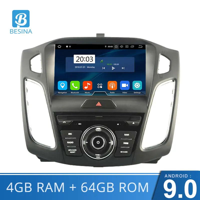 Besina Восьмиядерный Android 9,0 автомобильный dvd-плеер для Ford Focus wifi gps навигация Радио рулевое колесо мультимедиа