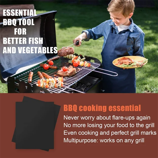 3Db Non Stick Bbq Grill Mat Outdoor Picn Cooking Barbecue Sütő Tool Forró Értékesíthető Pad Sütőlap Hordozható - Image 5