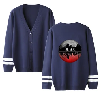 

Stranger Things v-neck Cardigan Sweater men/women hot Fashion navyblue Casual Harajuku Sweater stranger things Popular coats top