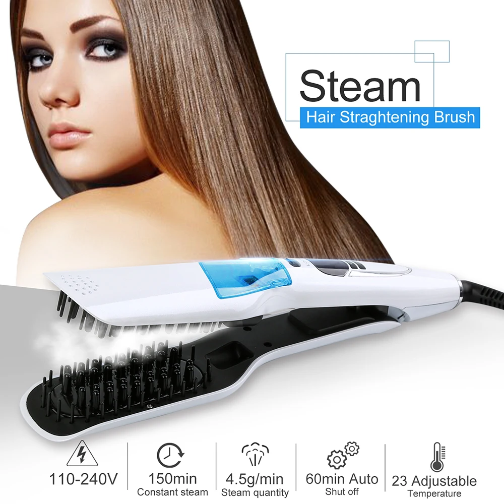 Professional Steam Fast Hair Straightener LCD Digital Comb Spray Vapor Flat Iron Hair Straightening Brush Hair Styling Tools