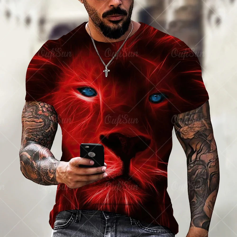 3D printing Lion Men T-Shirt Fashion O-Neck Casual Trend Short Sleeve Oversized T-Shirt Selling Punk Streetwear All-Match Tops 3D printing Lion Men T-Shirt Fashion O-Neck Casual Trend Short Sleeve Oversized T-Shirt Selling Punk Streetwear All-Match Tops