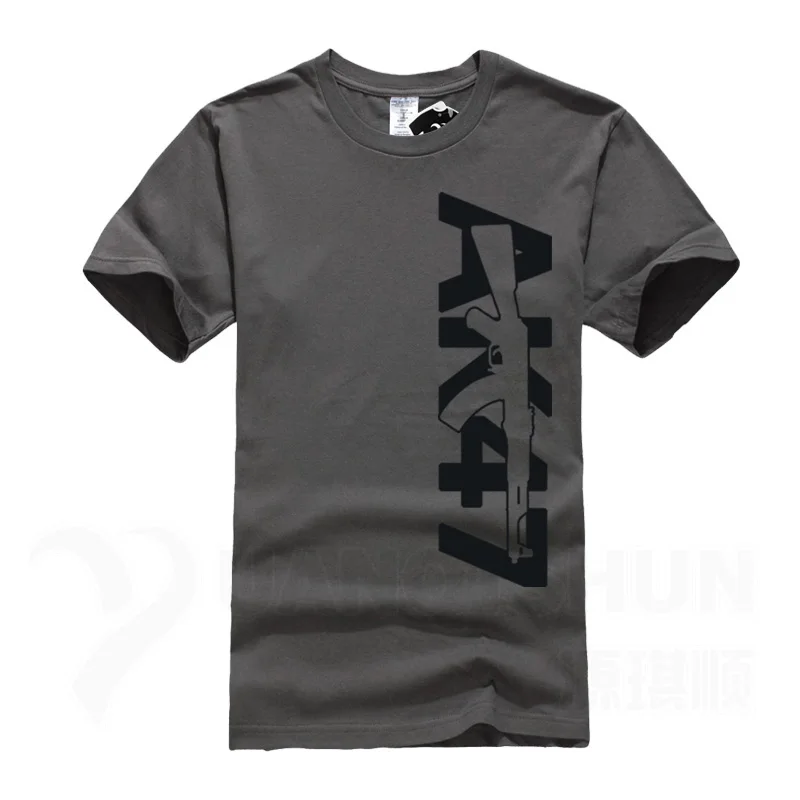 Charcoal gray 2 Эксклюзивные Мужские топы, футболки, летняя мода, новинка, AK47, с принтом, футболка с коротким рукавом, для мужчин, AK 47, с винтовкой, с ружьем, персонализированные футболки 3XL - Цвет: Charcoal gray 2
