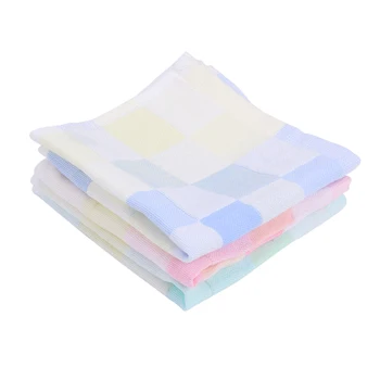 

Infant Feeding Saliva Towel Accessories 3x Plaid Square Towels Handkerchief Adult Baby Face Hand Bath Washing Wipe Cloth