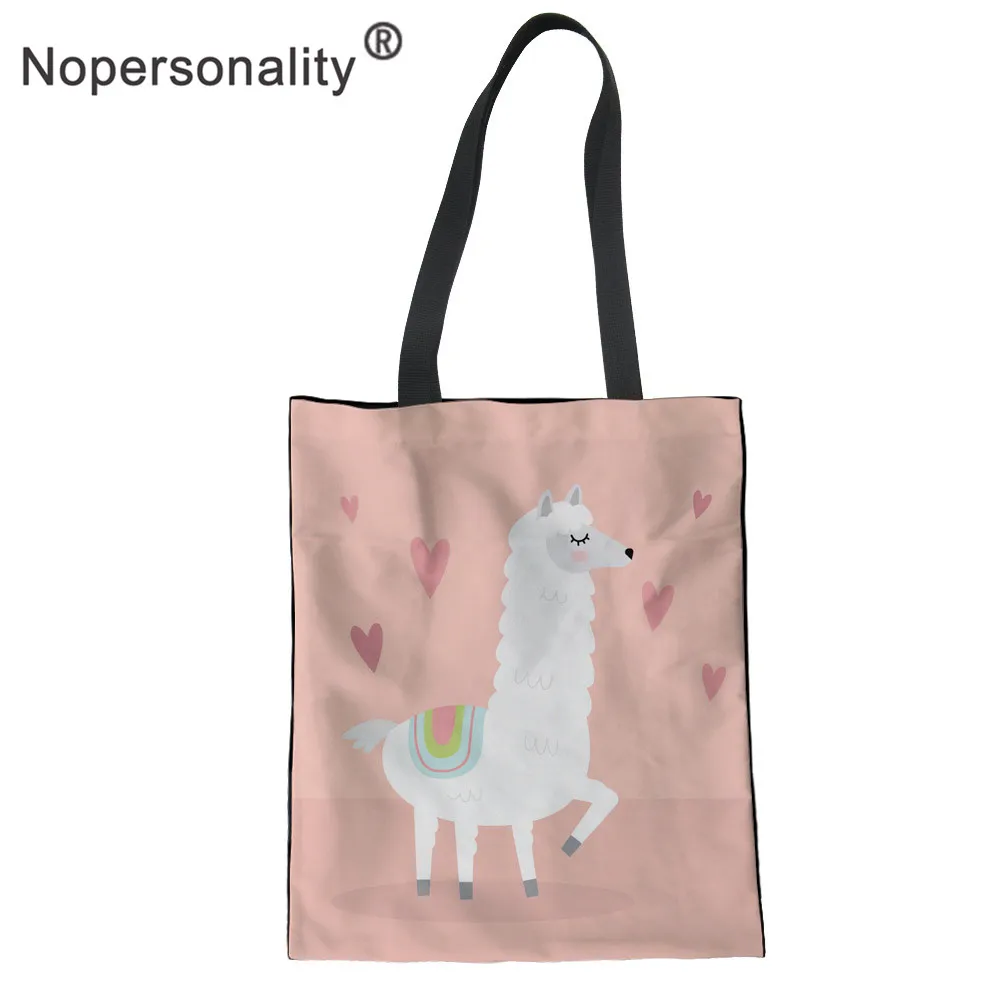Nopersonality печать прекрасный розовый Альпака Холст Tote хозяйственные сумки для женщин забавные женские большие сумки для девочек сумка на плечо - Цвет: L3588Z22