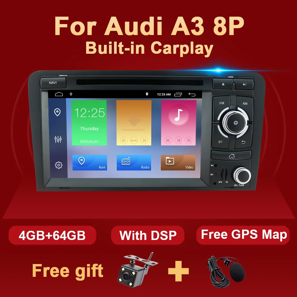 Android DVD Car Radio For Audi A3 8P 2003-2012 S3 2006-2012 RS3 2011 Multimedia 2din Stereo Audio Autoradio Naviation GPS 2 Din