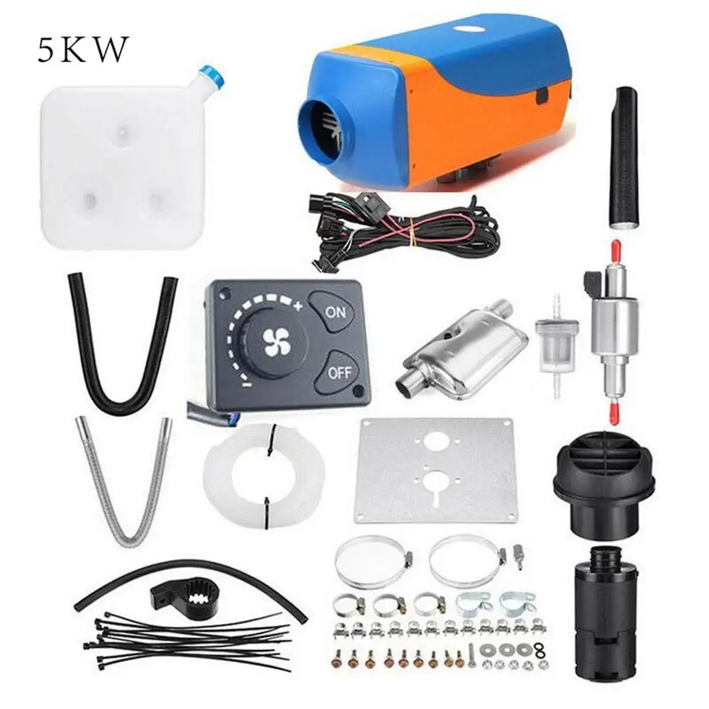 

24V 5000W Car Air Parking Heater LCD/Knob Switch with Silencer Single Hole Heater For Trucks Boats Bus Car Trailer