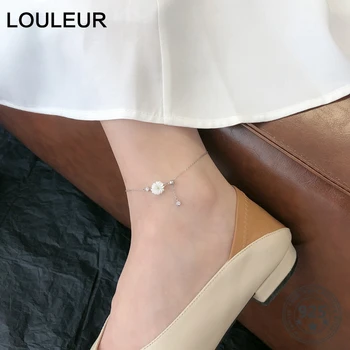 

LouLeur Real 925 Sterling Silver Daisy Anklets Female Elegant Party Anklet for Women Summer Fashion Fine Jewelry Gifts