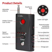 Multi-função sem fio câmera lente detector de sinal cc308 + sinal de rádio detectar câmera completo-range wifi rf gsm dispositivo localizador r30