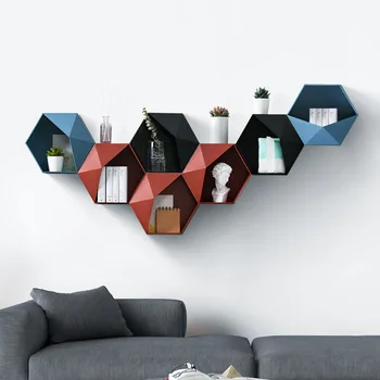 

Geometric Hexagonal Storage Shelf Nordic Wall Bracket Floating Shelf Display Stand Pot Holder DEC889